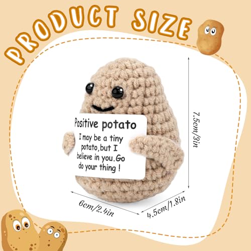 Mini Knitted Crochet Potato Doll with Positive Encouragement Card