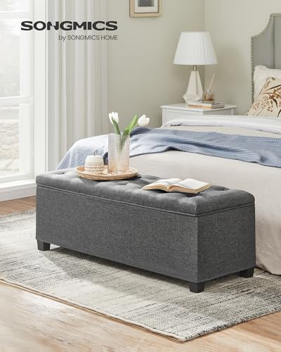 Upholstered Storage Ottoman Bench, 43-Inch End of Bed Foot Rest