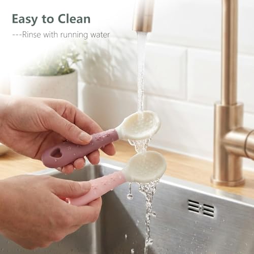 Silicone Baby Feeding Spoons 4-Pack Soft Gum-Friendly Easy-Grip