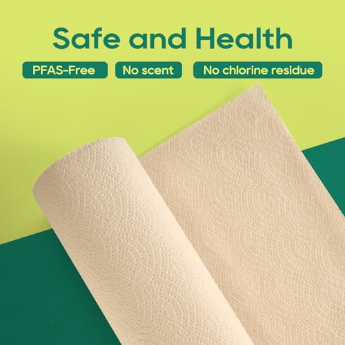 Bamboo Kitchen Paper Towels - 2-Ply Absorbent Tree-Free Towels (8 Rolls)