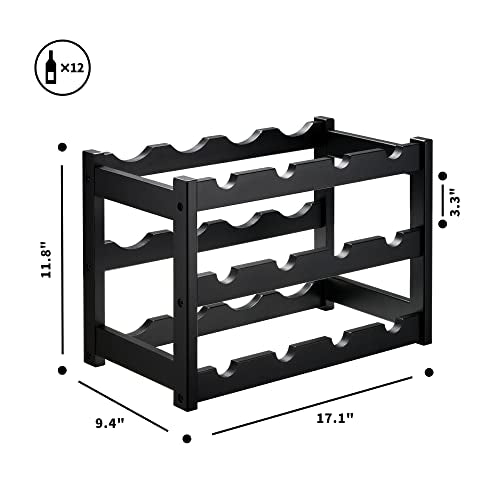3-Tier Bamboo Wine Rack Countertop - 12-Bottle Wine Storage Organizer