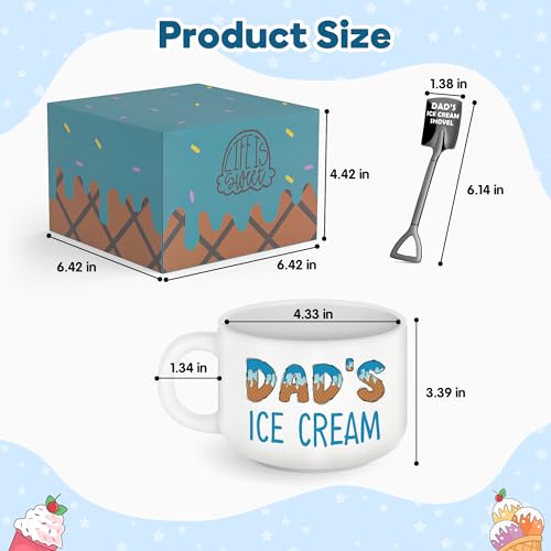 Dad Ice Cream Bowl with Shovel Spoon Set - Funny Father's Day Gift from Daughter Son