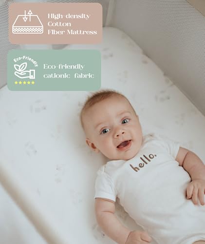 Adjustable Bedside Bassinet with Breathable Mesh and Wheels, Beige