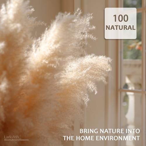 55-Inch Tall Dried Pampas Grass – 15-Piece Fluffy Floral Bouquet for Boho Decor