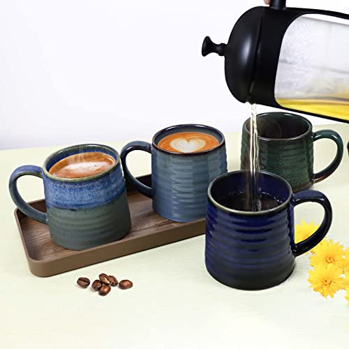 RELEDESA 18 Oz Starry Blue Large Ceramic Coffee Mug with Big Handle - Handmade Pottery Tea Cup, Microwave & Dishwasher Safe