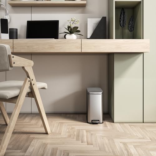 3 Gallon Stainless Steel Slim Bathroom Trash Can with Step Pedal