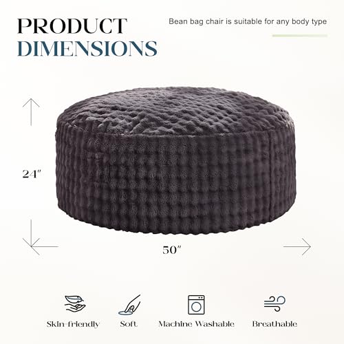 5FT Oversized Memory Foam Bean Bag Chair - Plush Washable Lounger