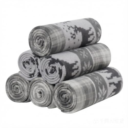 CAI TENG Christmas Grey Fleece Throw Blanket 6 Pack 50x60 Inches