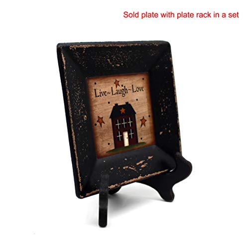 Rustic Wooden Decorative Plate with Stand, 6x6 Inch Farmhouse Wall Art