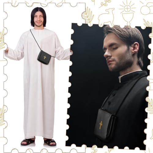 Communion Pyx Box and Cross Rosary Pouch Set with Shoulder Strap