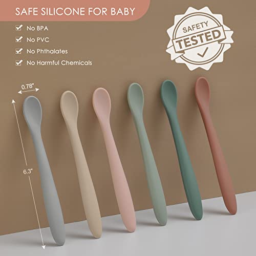 6-Piece Soft Silicone Baby Feeding Spoons for Stage 1 Infant Training