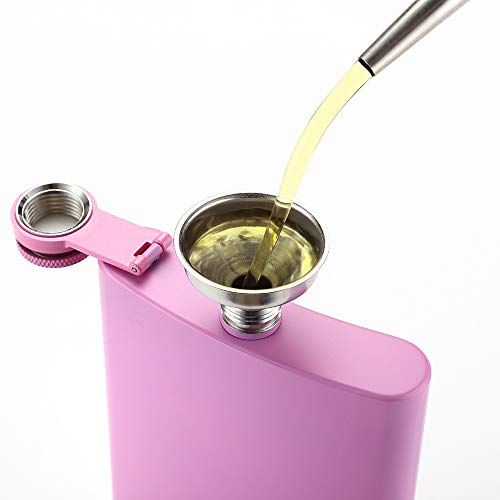 FYL Pink Matte Stainless Steel Hip Flask 8 Oz Leakproof with Funnel
