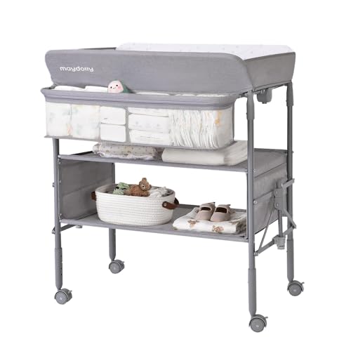 Portable Foldable Baby Changing Table with Storage - Adjustable Height Station