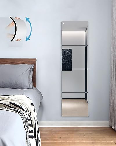 Shatterproof Acrylic Wall Mirror Tiles - 4 Pack 10x10 Self-Adhesive Mirror