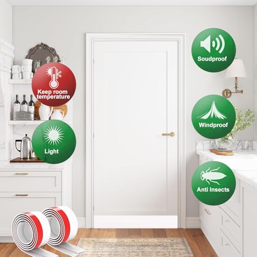 2-Pack Door Draft Stopper Seal - Self-Adhesive Door Sweep (2" x 39", White)