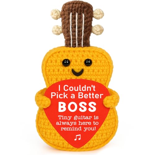 Boss Gift for Men Women - Handmade Crochet Guitar Appreciation Keepsake
