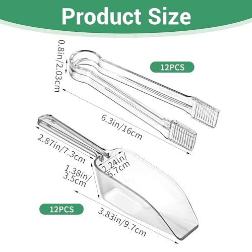 32 Pcs Plastic Ice Scoops & Tongs Set for Buffet, Candy & Dessert Serving