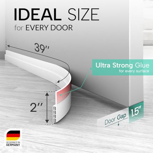 Door Draft Stopper for Bottom of Door - Adhesive Silicone Door Sweep (39 in)