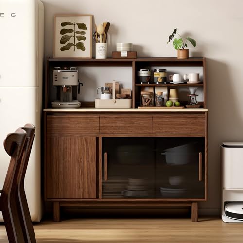 Solid Beech Wood Kitchen Countertop Hutch Organizer with Pegboard, 47.6 Inch