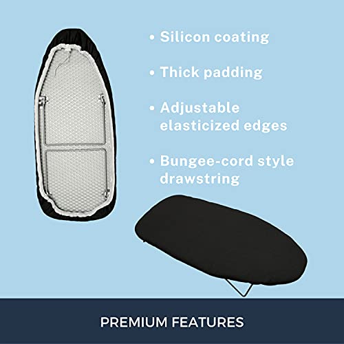 SAVUK 12.5 x 30 Inch Ironing Board Cover with Extra Thick Padding & Heat Reflection - Fits Small & Mini Boards
