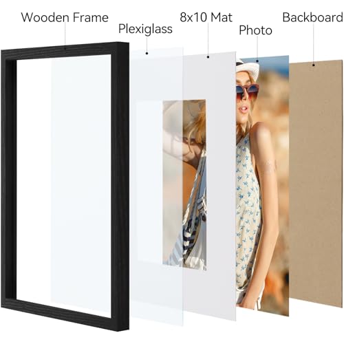Black 11x14 Picture Frame with Mat for 8x10 Photo, Wall Mount Display