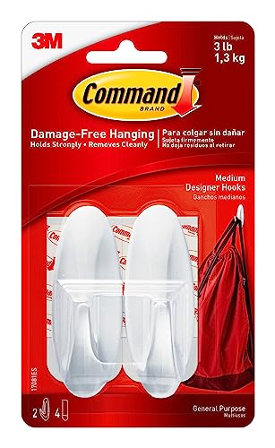 Medium Adhesive Hooks with Strips - No Tools Required, Damage-Free Organization