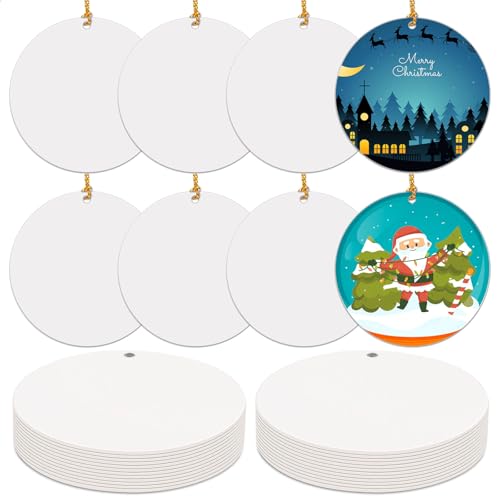 3-Inch Metal Sublimation Ornaments Bulk Set - 48 Round Holiday Decorations