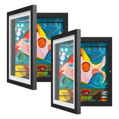 2 Pack Kids Art Frames, Front Opening Display for Artwork, 9x12 Wall Frame