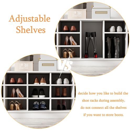 Extra Large Hall Tree with Bench and Shoe Storage, Entryway Coat Rack