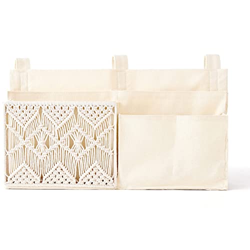Macrame Bedside Caddy - 7-Pocket Hanging Storage Organizer for Bunk Beds