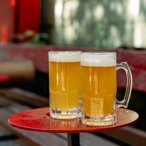 Large Glass Beer Mugs with Handle - 34 oz Heavy Beer Stein Set of 2