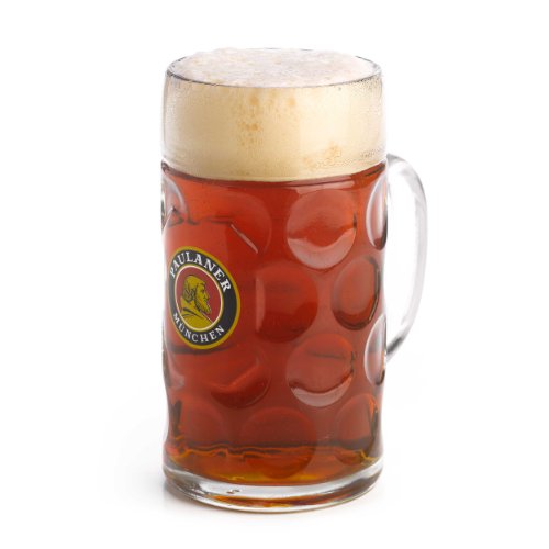 1-Liter Dimpled Glass Beer Mug - Traditional Oktoberfest Style Stein