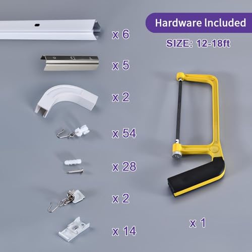 Heavy-Duty Aluminum Ceiling Curtain Track System 12-18 ft White
