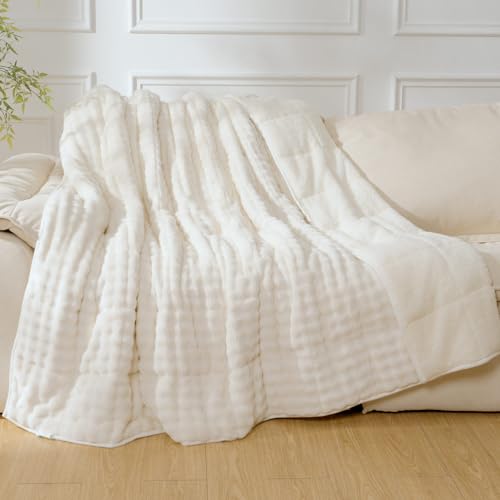 Weighted Blanket for Adults - 15lbs Queen Size, Soft Fleece & Sherpa