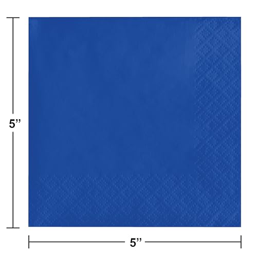 Creative Converting 50 Cobalt 3-Ply Touch of Color Beverage Napkins 5" x 5"
