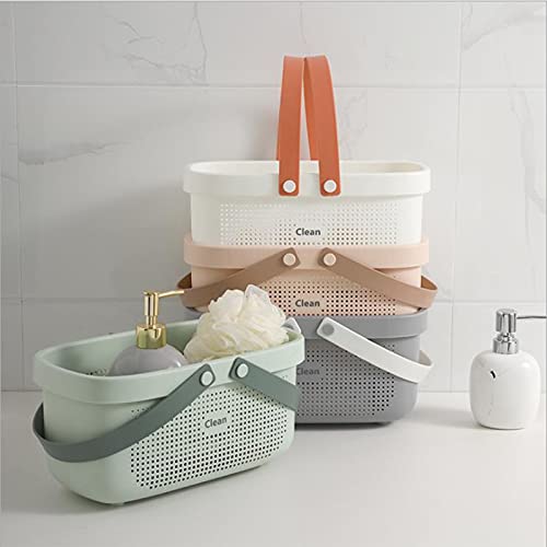JiatuA Plastic Shower Caddy Tote Basket with Drainage & Silicone Handle, Green