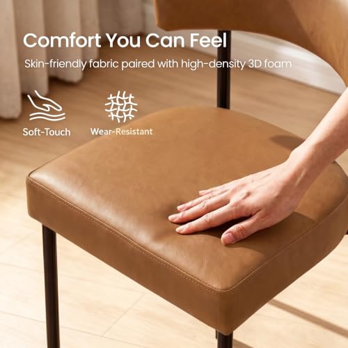 24-Inch Faux Leather Counter Stools with Curved Backrest, Set of 3