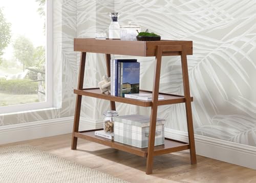 Nursery Wooden Baby Changing Table with 2 Storage Shelves, Chestnut