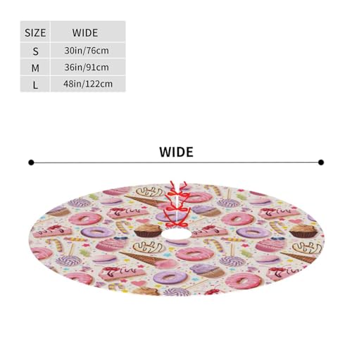 Majoug Lollipop Candy Macaroon Cupcake Christmas Tree Skirt 36" Holiday Decor
