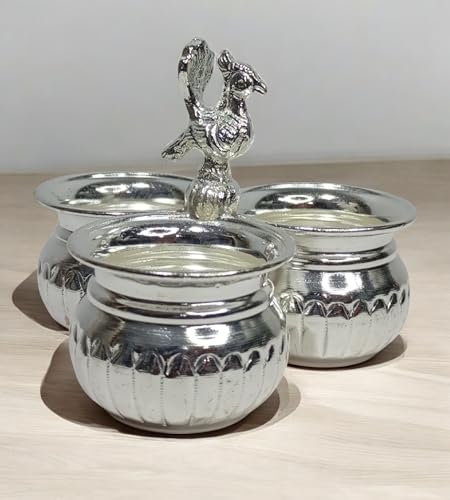 Sigaram Brass Panchwala Kum Kum Bharani with Peacock Handle for Pooja Home Temple Decor