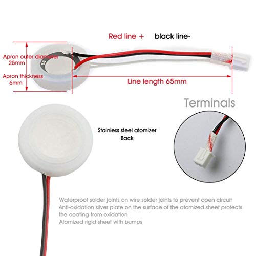 20mm Ultrasonic Humidifier Mist Maker Ceramic Disc with Sealing Ring - 2 Pack