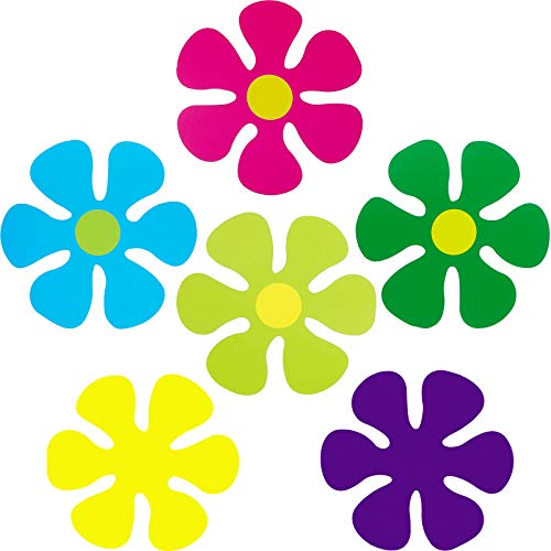 60 Retro Flower Cutouts for Hippie Party Decorations, 4.33-inch Paper Flowers