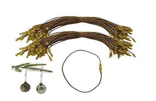 200 Pack Gold Christmas Ornament String Hangers with Snap Fasteners - Nomad Brand