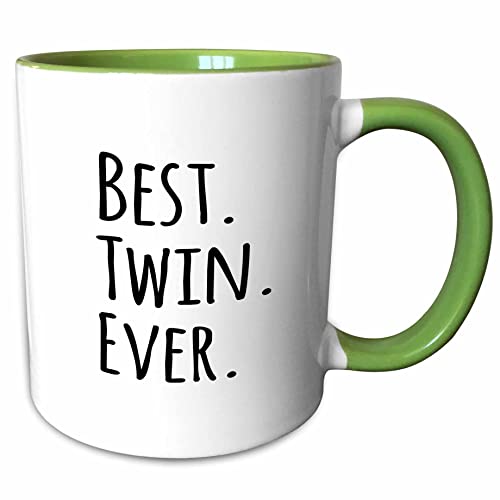 3dRose Best Twin Ever - gifts for siblings 15oz Two-Tone Green Mug