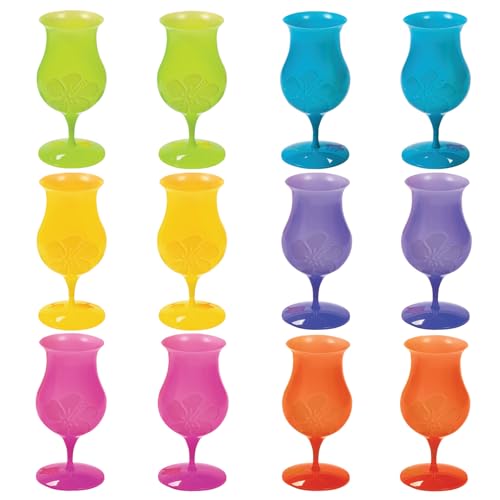 12 Pack 16oz Plastic Hurricane Glasses for Tropical Cocktails & Parties