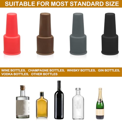 CANIPHA 8Pcs Silicone Wine Stopper Set - Reusable, Multi-Color Wine & Champagne Bottle Caps for Freshness, Home & Travel Use (4 Colors)