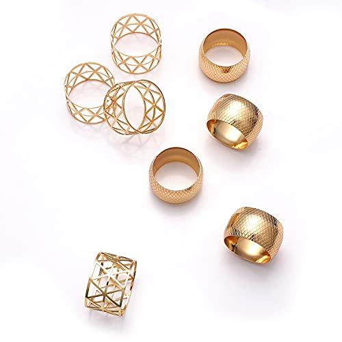 24 Gold Napkin Rings Set - Round Metal Serviette Holders for Wedding Party Dinner