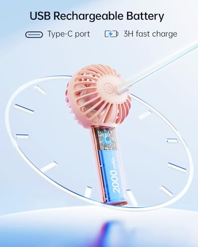 Mini Portable Handheld Fan, 3-Speed Rechargeable Personal USB Fan