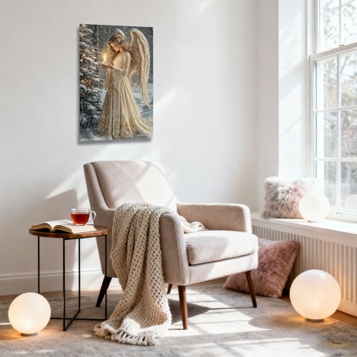 YMXDYMJSW Christmas Canvas Wall Art: Angel & Christmas Tree 20L x 16W