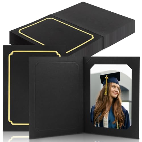 Golden State Art Pack of 100 Black with Gold Lining 4x6/5x7 Photo Frame Cards